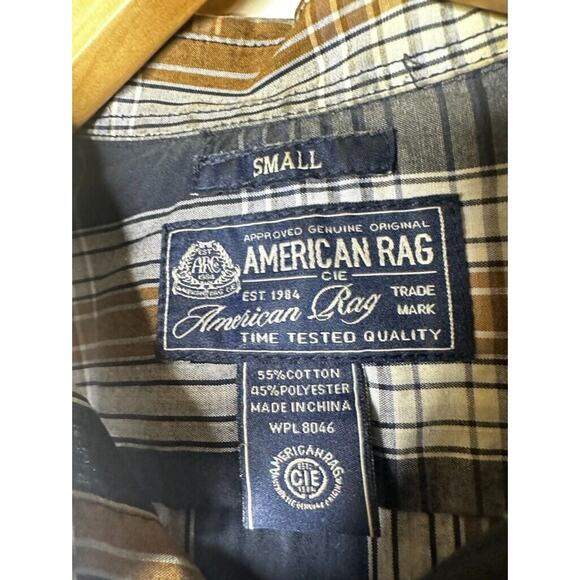 American Rag Womens Small Blue Flannel Longsleeve Button Down Shirt White Pocket - Picture 5 of 10